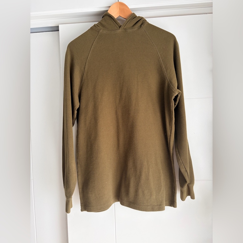 Simons Men's Khaki hooded waffle knit Sweater